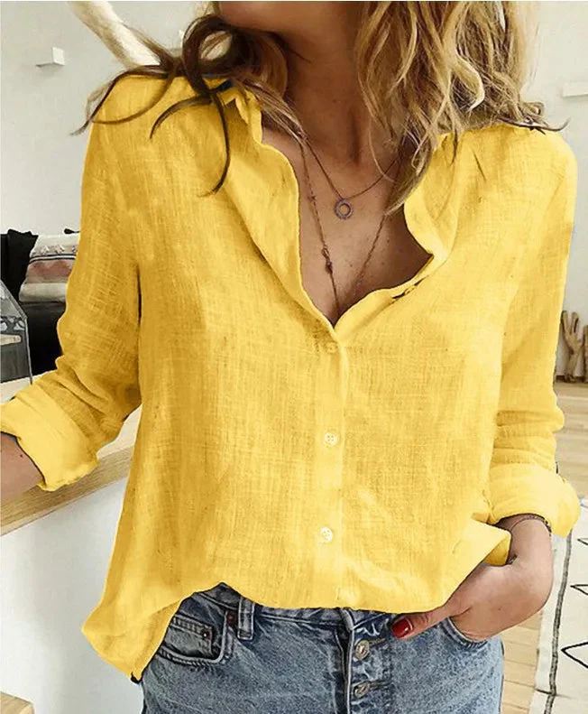 Elegant Cotton Linen Shirts Women - Image 9