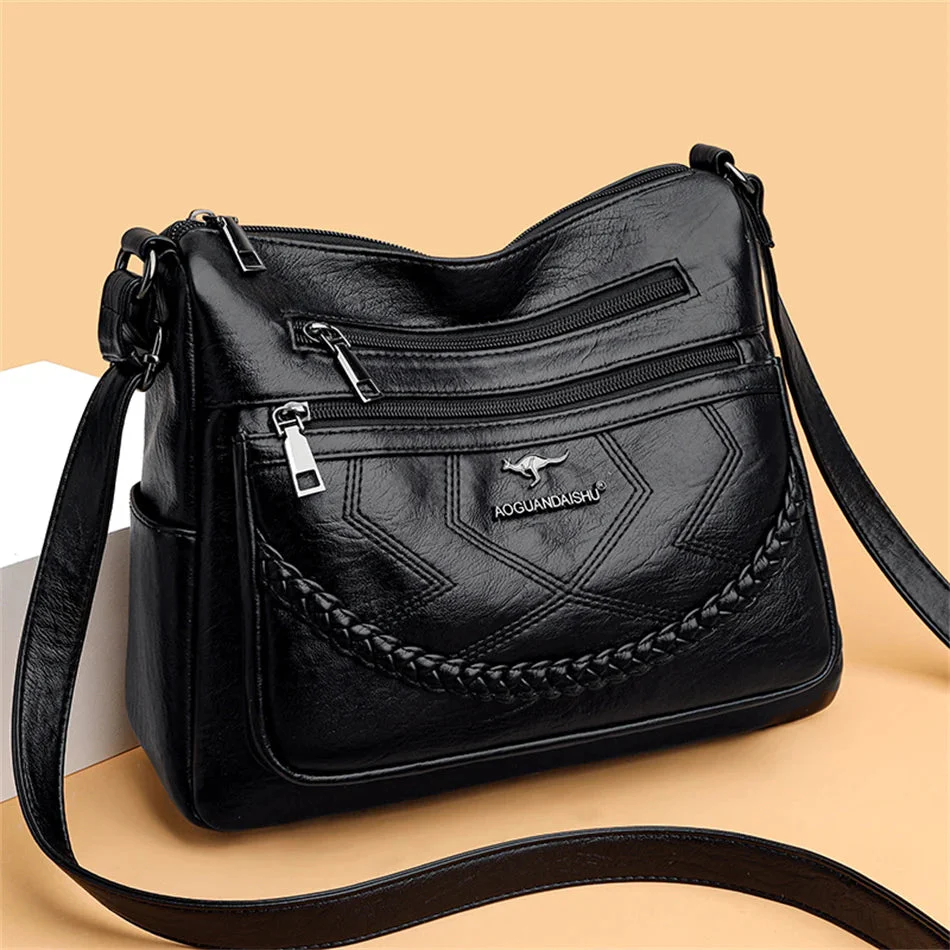 Luxury Soft Leather Crossbody Shoulder Bag - Image 11