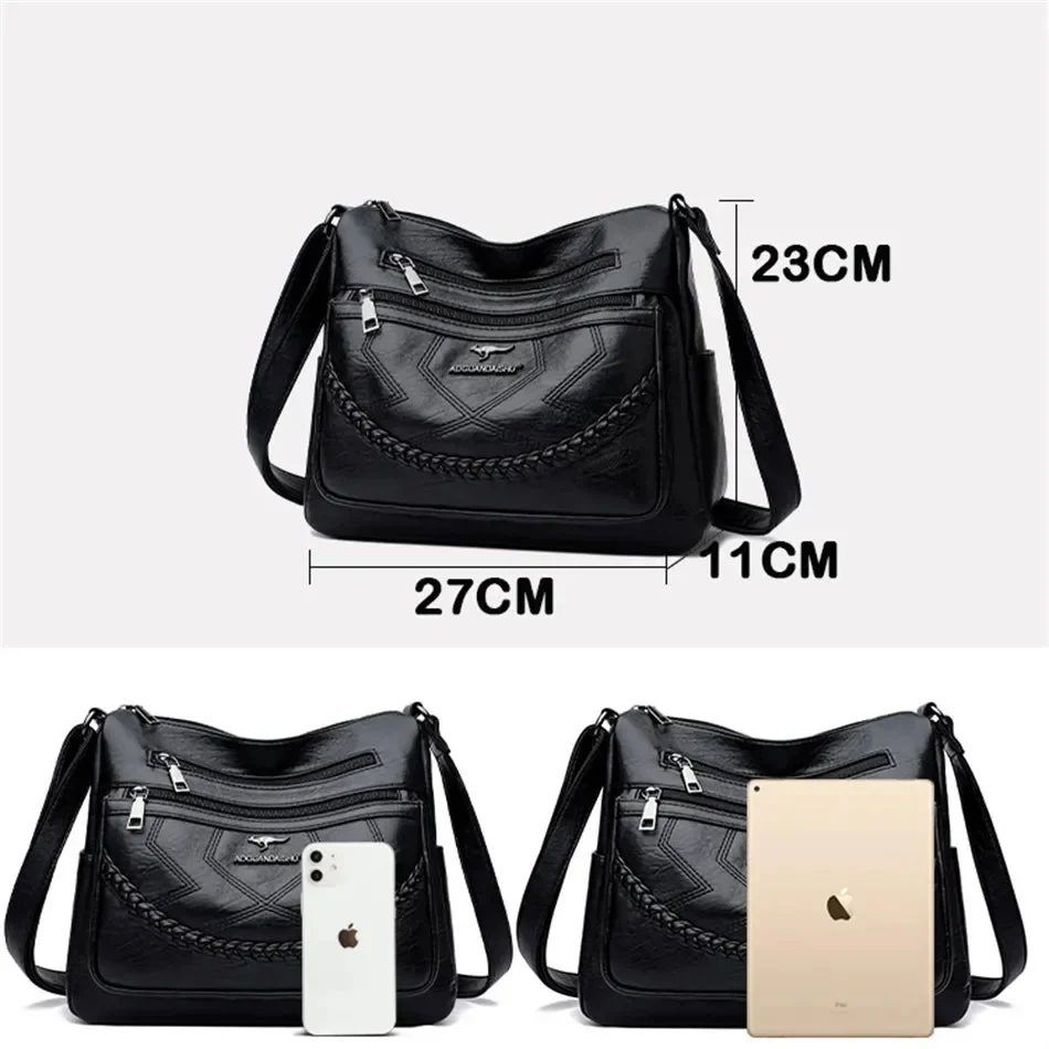 Luxury Soft Leather Crossbody Shoulder Bag - Image 4