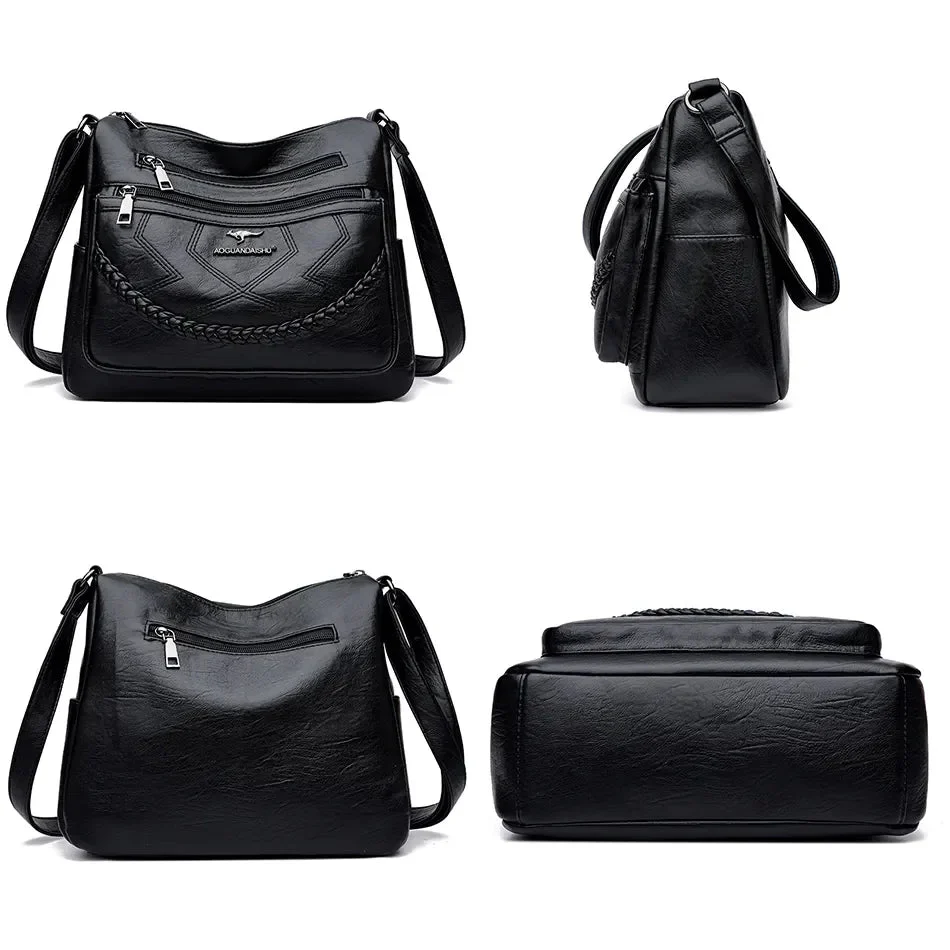 Luxury Soft Leather Crossbody Shoulder Bag - Image 5