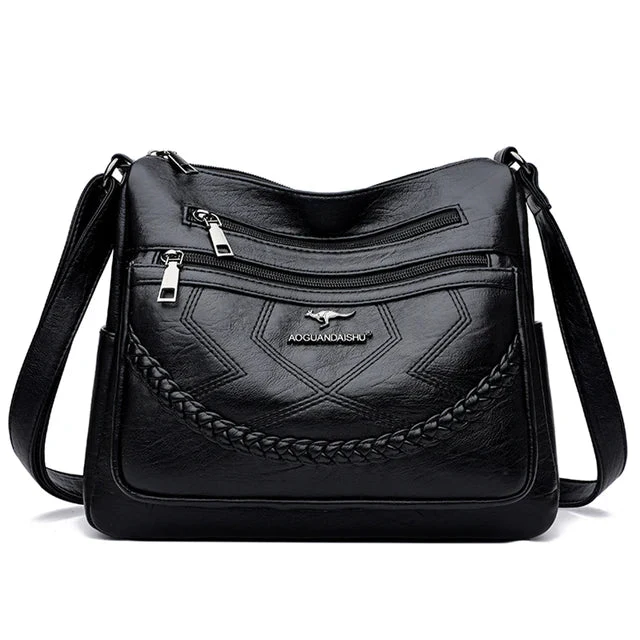 Luxury Soft Leather Crossbody Shoulder Bag - Image 8