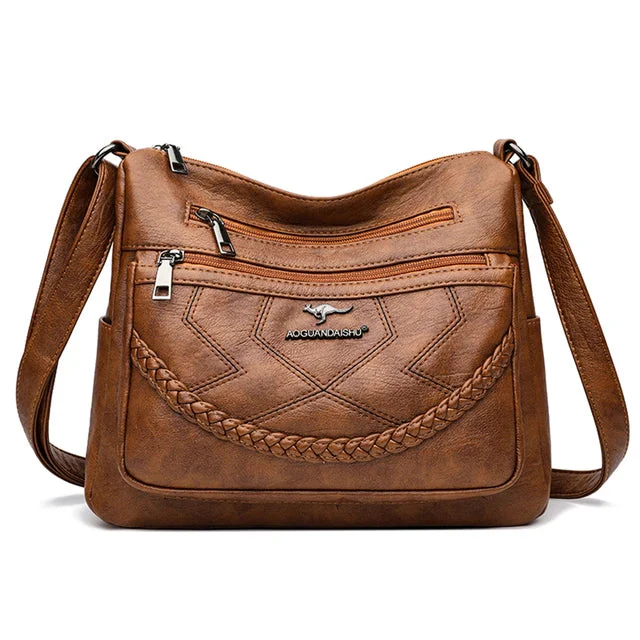 Luxury Soft Leather Crossbody Shoulder Bag - Image 9