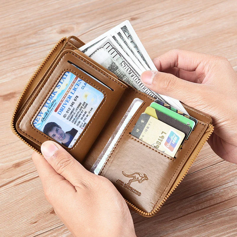 Men Wallet Zipper Leather Purse ( RFID PROTECTED ) - Image 4
