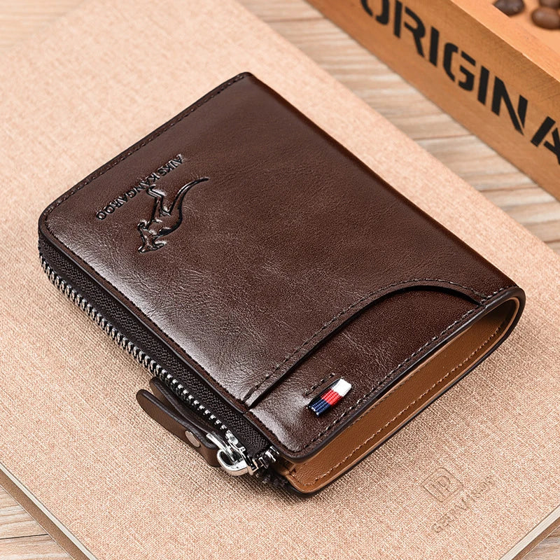 Men Wallet Zipper Leather Purse ( RFID PROTECTED ) - Image 6