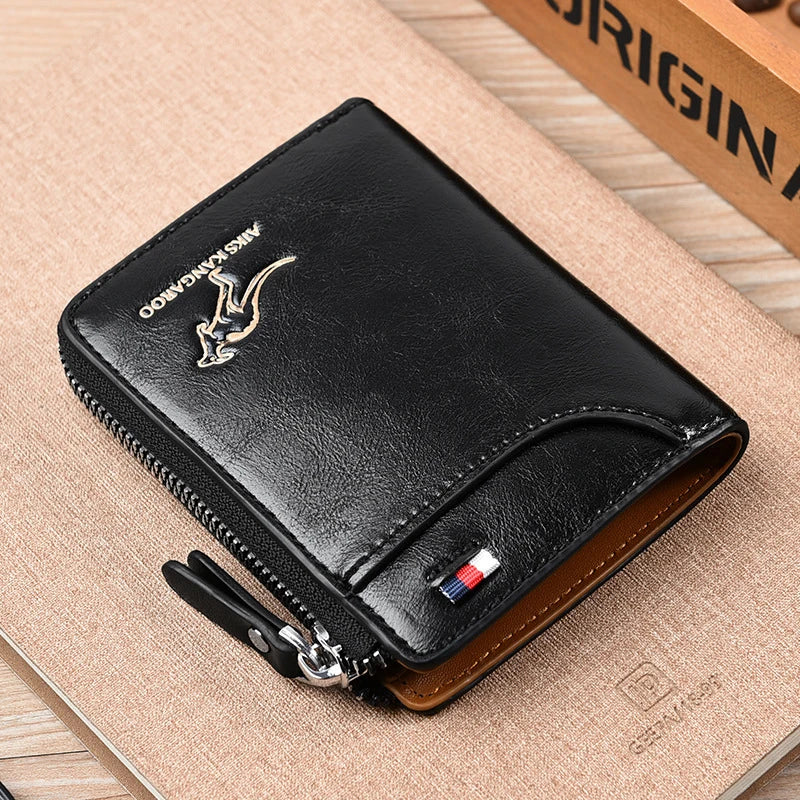 Men Wallet Zipper Leather Purse ( RFID PROTECTED ) - Image 7
