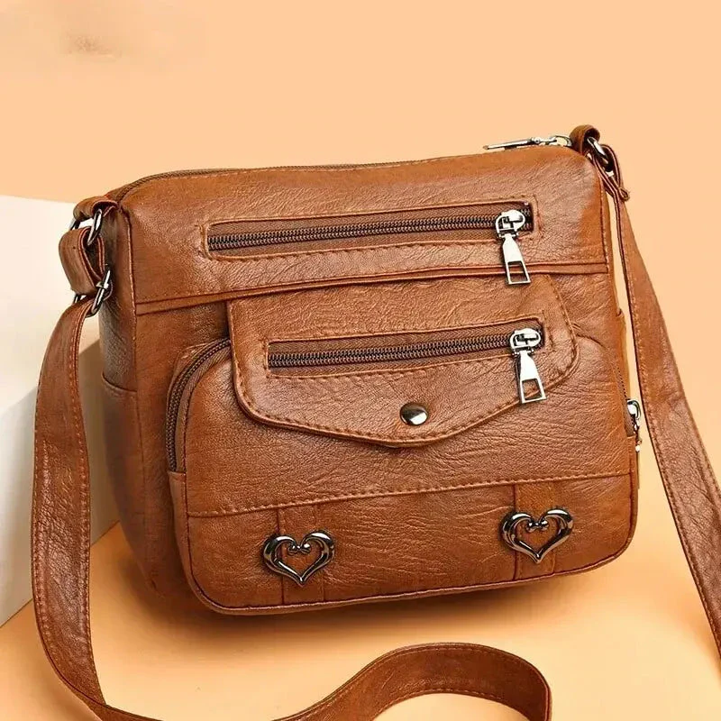 Vintage Women's Shoulder Bag, Soft Leather 'Love' Crossbody