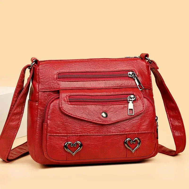 Vintage Women's Shoulder Bag, Soft Leather 'Love' Crossbody - Image 2