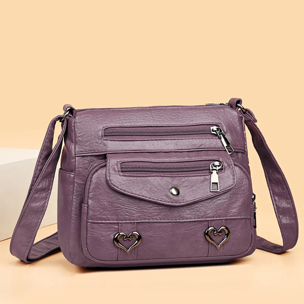 Vintage Women's Shoulder Bag, Soft Leather 'Love' Crossbody - Image 5