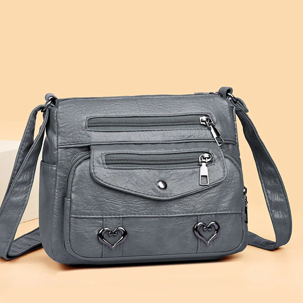 Vintage Women's Shoulder Bag, Soft Leather 'Love' Crossbody - Image 6